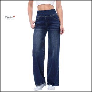 Stretchy Wide Leg Jeans High Waist Tummy Control Pull On XXL